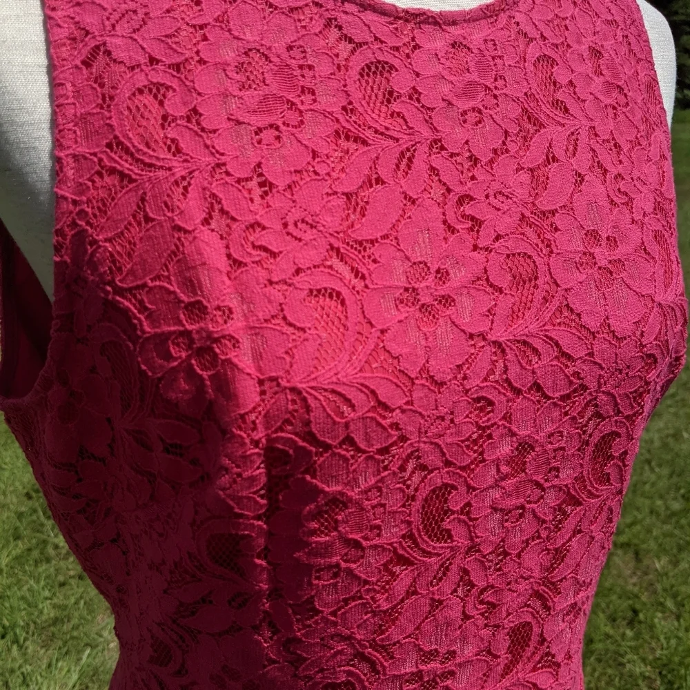 NWT J Crew Factory hot pink lace sleeveless dress